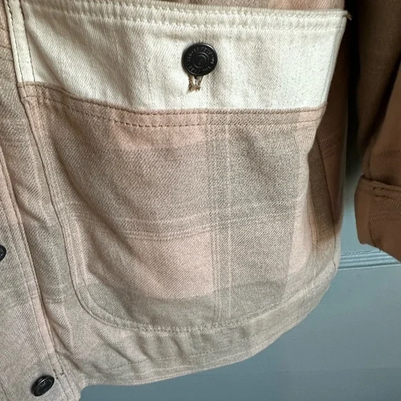 We The Free By Free People Woodlands Plaid Sherpa Jacket Beige - Picture 10 of 12